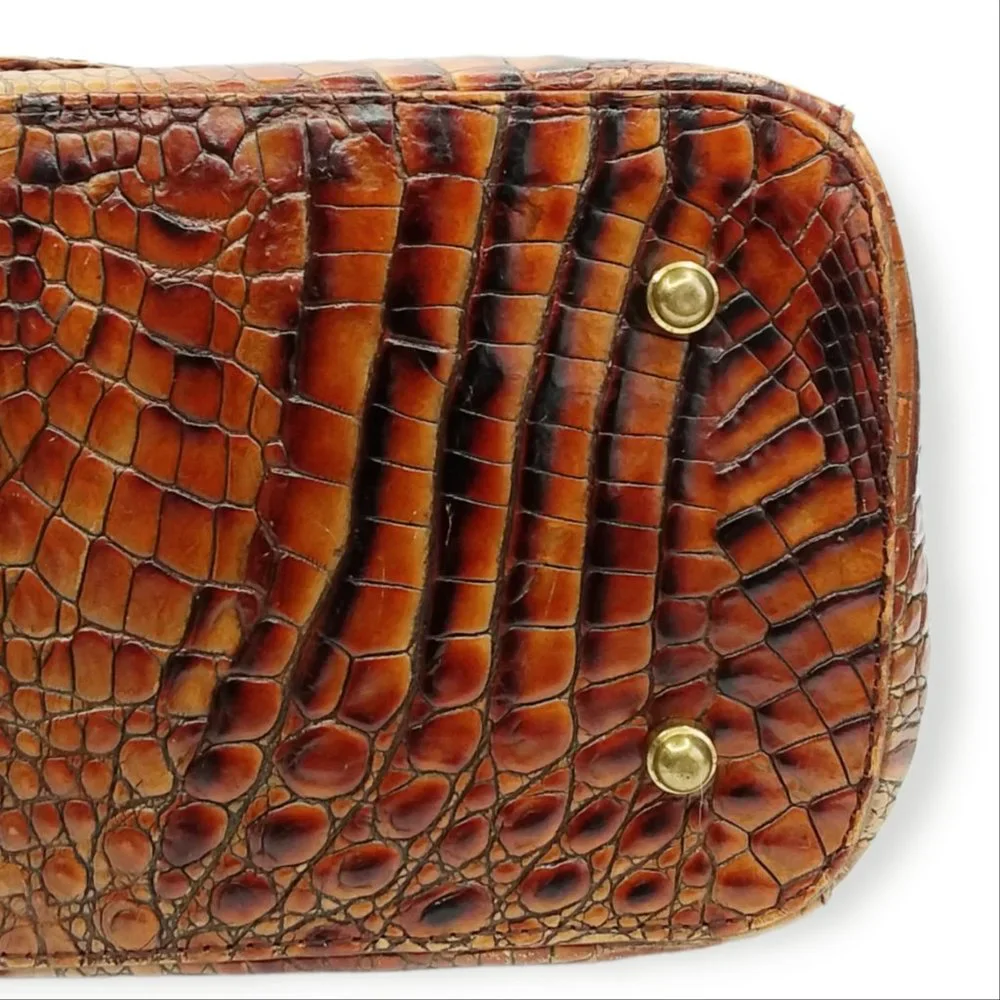 Vtg Brahmin Toasted Melbourne Stacy Crossbody Bag Croc Embossed Leather Brass - Picture 13 of 16